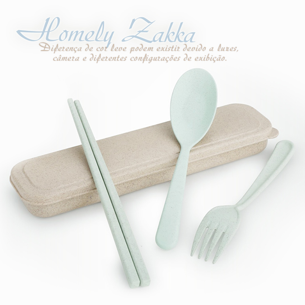 【Homely Zakka】麥趣食光健康環保小麥隨身餐具組(森林綠)