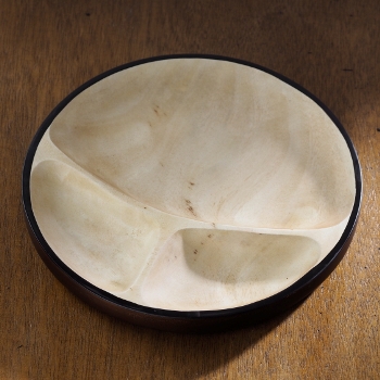 【KANORYU】山中塗天然木分隔圓餐盤(黑耀)