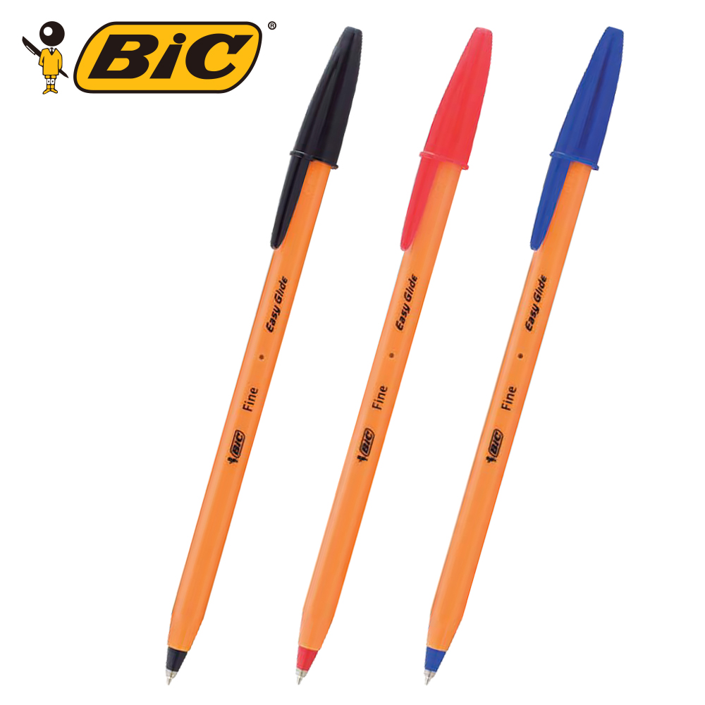 BIC 橙色蓋帽0.7圓珠筆 3入 黑/紅/藍