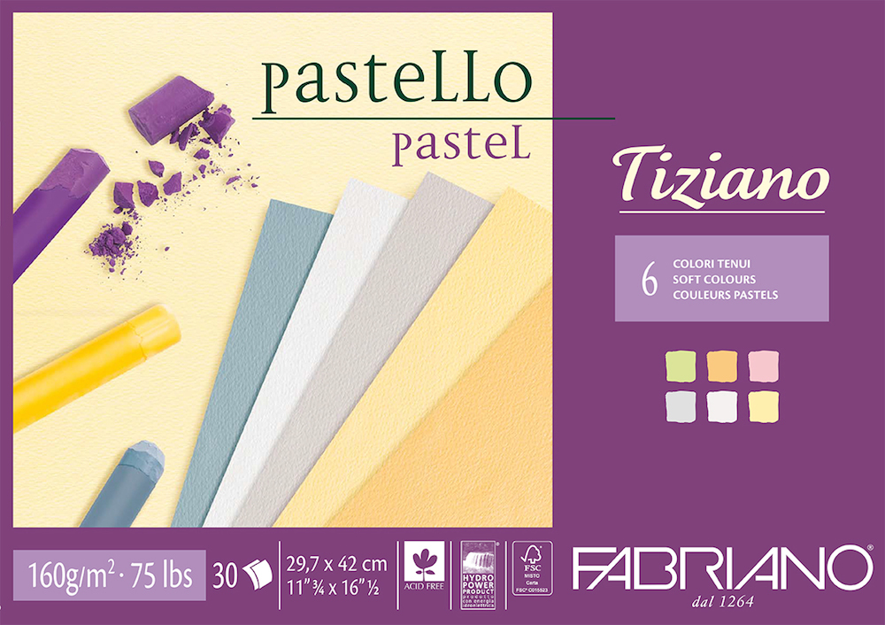 Fabriano - Tiziano粉彩畫本,160G,29.7X42,30張,6色淺色