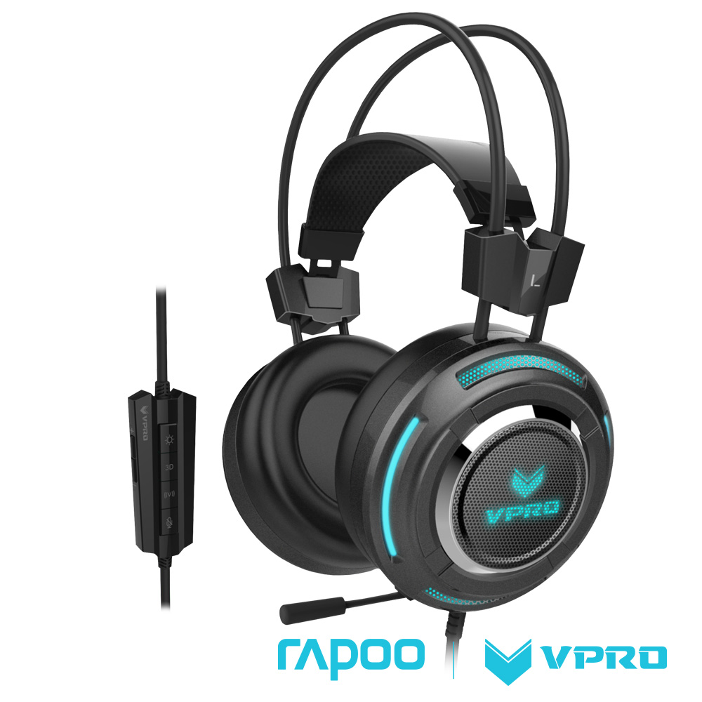 雷柏 RAPOO VPRO 全彩虛擬7.1聲道遊戲耳機VH600黑