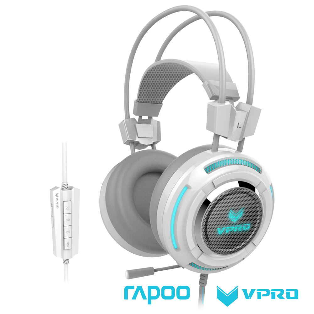 雷柏 RAPOO VPRO 全彩虛擬7.1聲道遊戲耳機VH600白