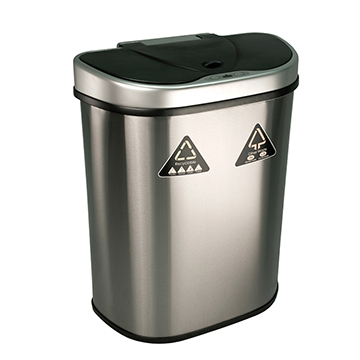 美國NINESTARS時尚不銹鋼感應垃圾桶70L(資源回收系列)