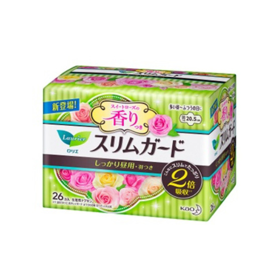 日本KAO速吸超薄碟翼衛生棉(玫瑰香)20.5cm-26枚
