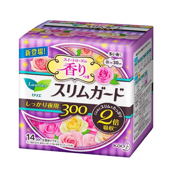 日本KAO速吸超薄碟翼衛生棉(玫瑰香)30cm-14枚