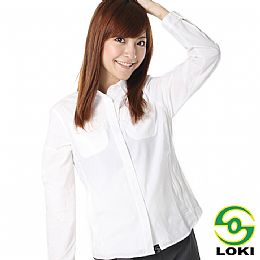 LOKI 女 彈性抗UV快乾長袖襯衫(白色)M
