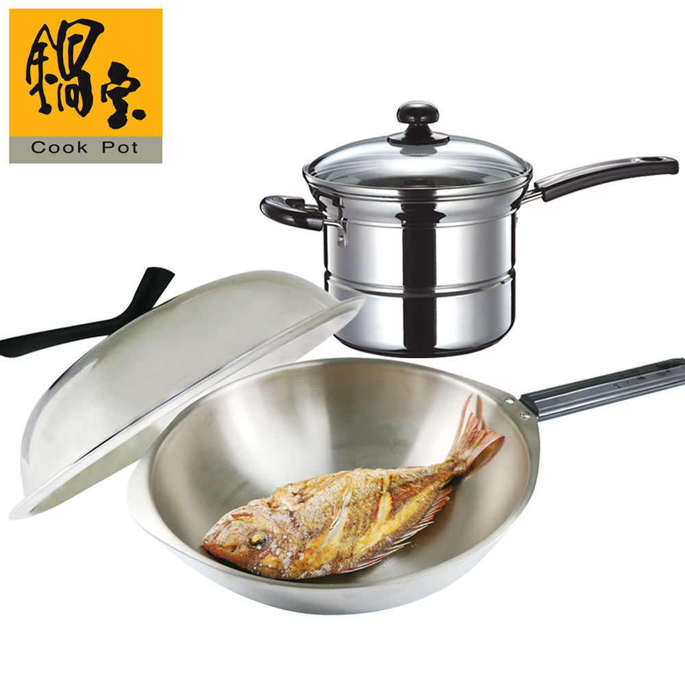 《鍋寶》18-10不鏽鋼雙鍋組贈巧廚湯杓  EO-SGD6291QQSS435QT