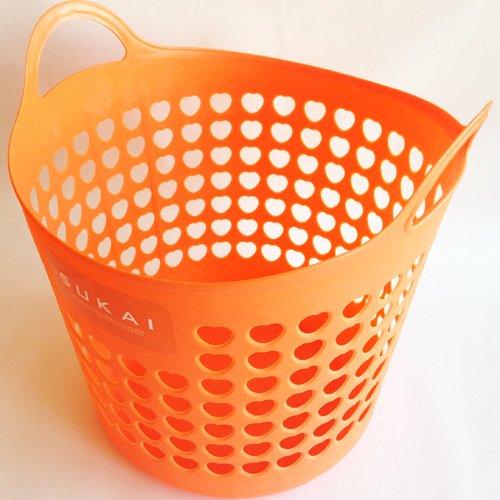 【收納職人】可提式心型透氣孔洗衣籃收納籃(橘色L號)