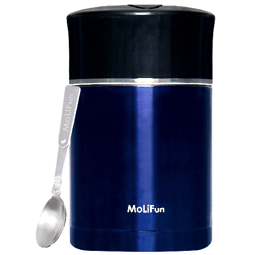 MoliFun魔力坊 不鏽鋼真空專利附內碗保鮮保溫悶燒罐/便當盒1800ml(二色)皇家藍