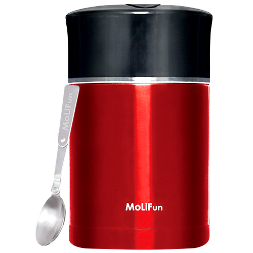 MoliFun魔力坊 不鏽鋼真空專利附內碗保鮮保溫悶燒罐/便當盒1800ml(二色)貴族紅