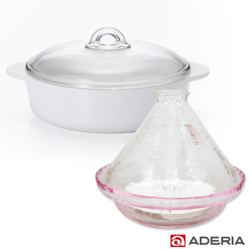 【ADERIA】日本進口陶瓷塗層耐熱玻璃調理鍋2.3L送塔吉鍋白色調理鍋