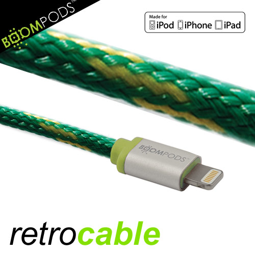 BOOMPODS retrocable MFI Lightning USB Apple認證 iPhone5/6充電傳輸線青蟒