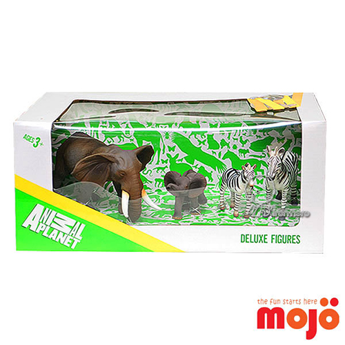 MOJO動物模型-禮盒-象與斑馬四件組