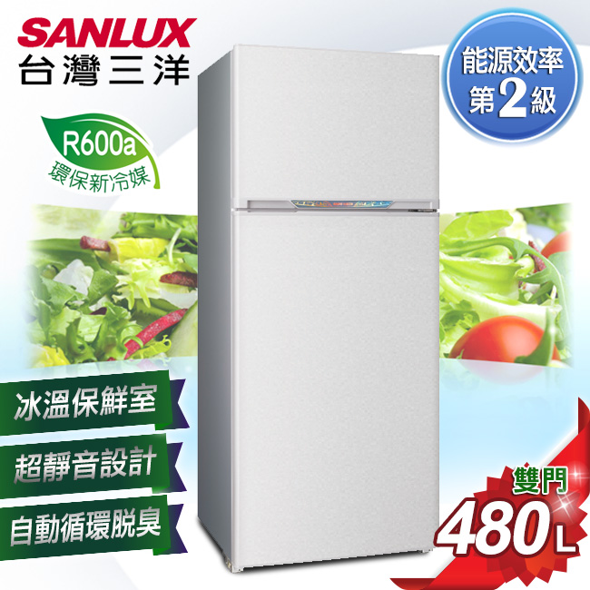 【SANLUX台灣三洋】480L雙門冰箱／SR-B480B