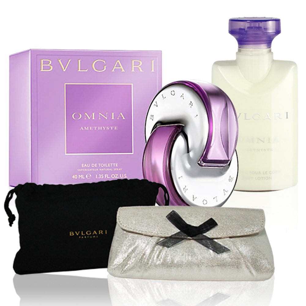 【BVLGARI 寶格麗】紫水晶 花舞輕盈女性淡香水40ml+身體乳40ml(贈限量同品牌手拿包)