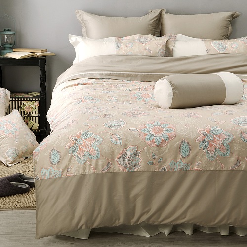 LITA麗塔 波隆那-米花303織精梳棉床包兩用被套枕套四件式-雙人特大