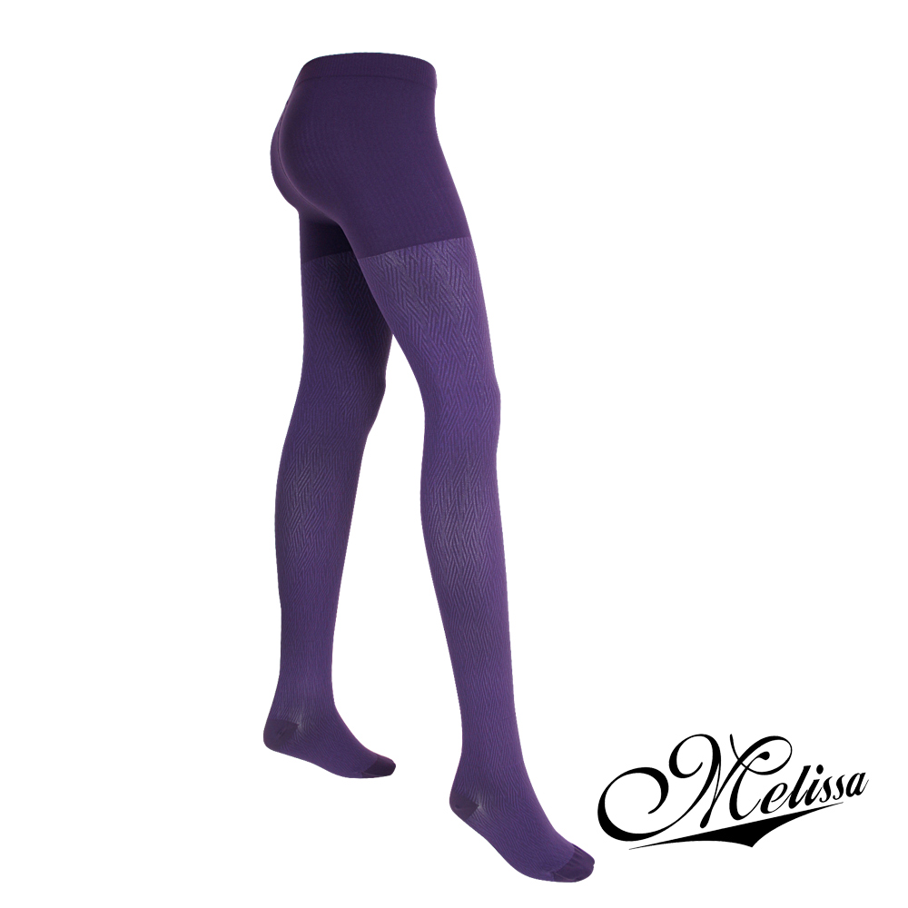 【買三送二】Melissa 魅莉莎醫療級時尚彈性褲襪x3雙(贈彈性小腿襪-魅力黑x1雙+典雅黑x1雙)M葡萄紫