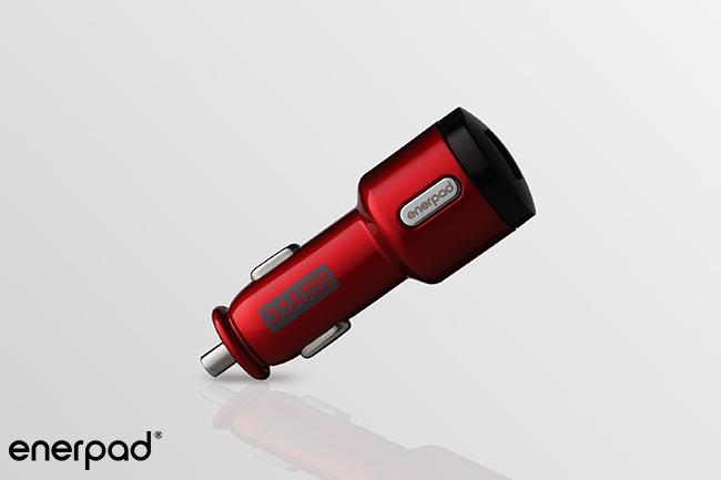 【enerpad】3.1V雙USB車充-紅