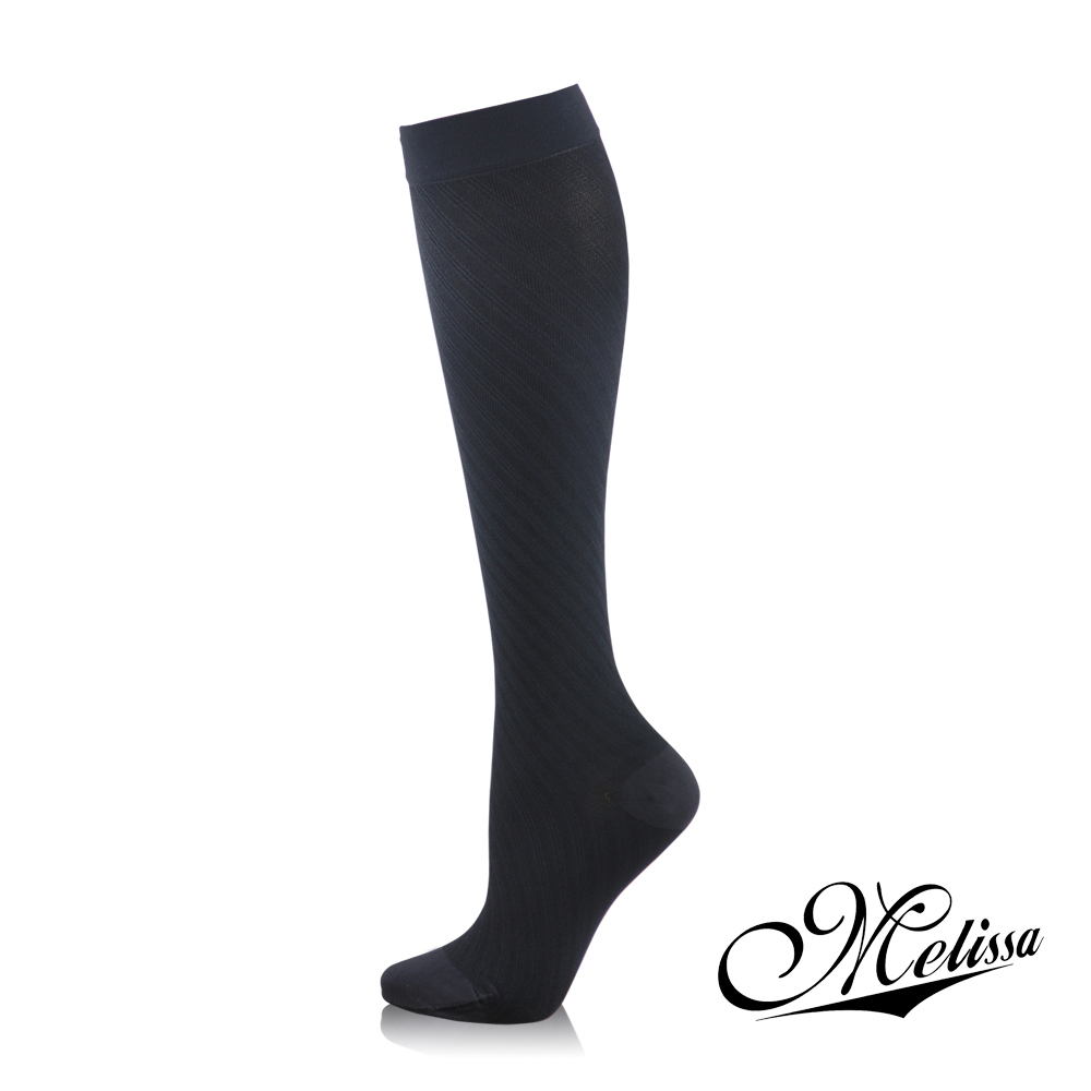 《Melissa 魅莉莎》醫療級時尚彈性襪─小腿襪(花葵藍)花葵藍M