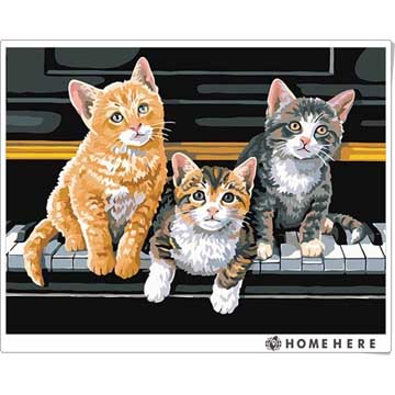 [HOMEHERE] DIY數字油畫/ 琴鍵上的小貓