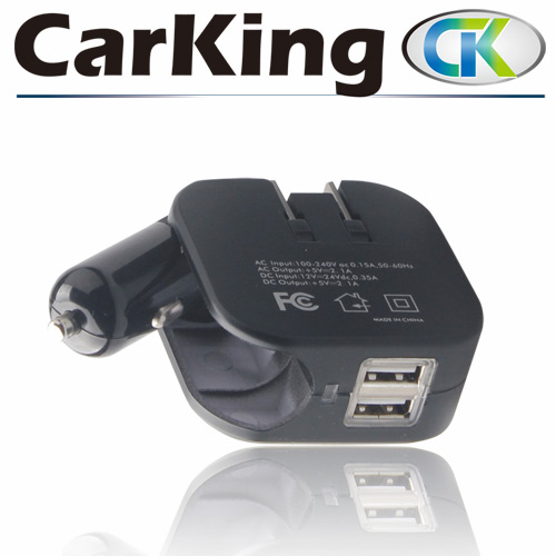 CarKing 雙功能USB車用及家用充電器CK-2200 黑色