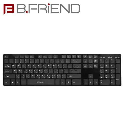 B.FRIEND 三區塊無線鍵盤 2.4G 剪刀腳 RF1430K黑色