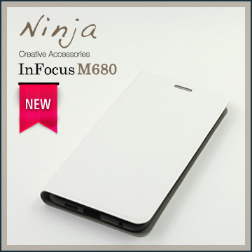 【東京御用Ninja】InFocus M680經典瘋馬紋保護皮套（白色）