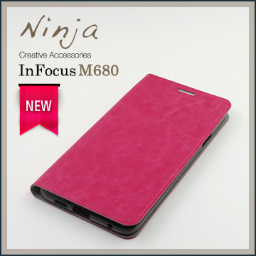 【東京御用Ninja】InFocus M680經典瘋馬紋保護皮套（桃紅色）
