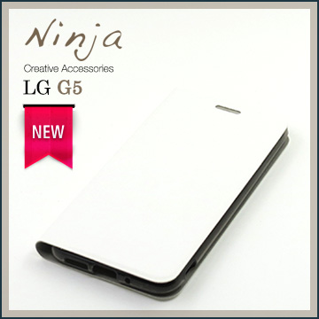 【東京御用Ninja】LG G5經典瘋馬紋保護皮套（白色）
