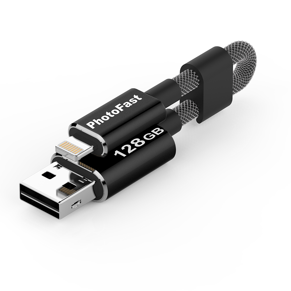 PhotoFast MemoriesCable GEN3 USB 3.0 128G 線型 Apple隨身碟-黑灰