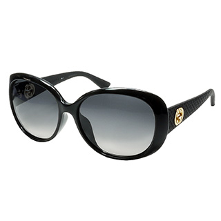 【GUCCI 太陽眼鏡】雙G 菱格紋設計款-黑色 (GG3794/F/S-LWD)