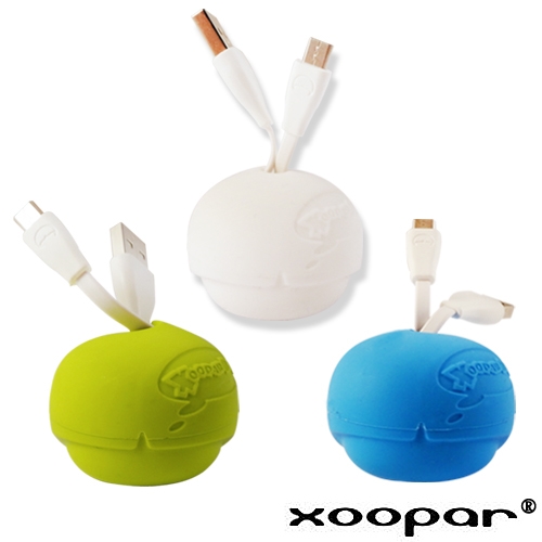 Xoopar公仔頭型micro usb傳輸線綠色