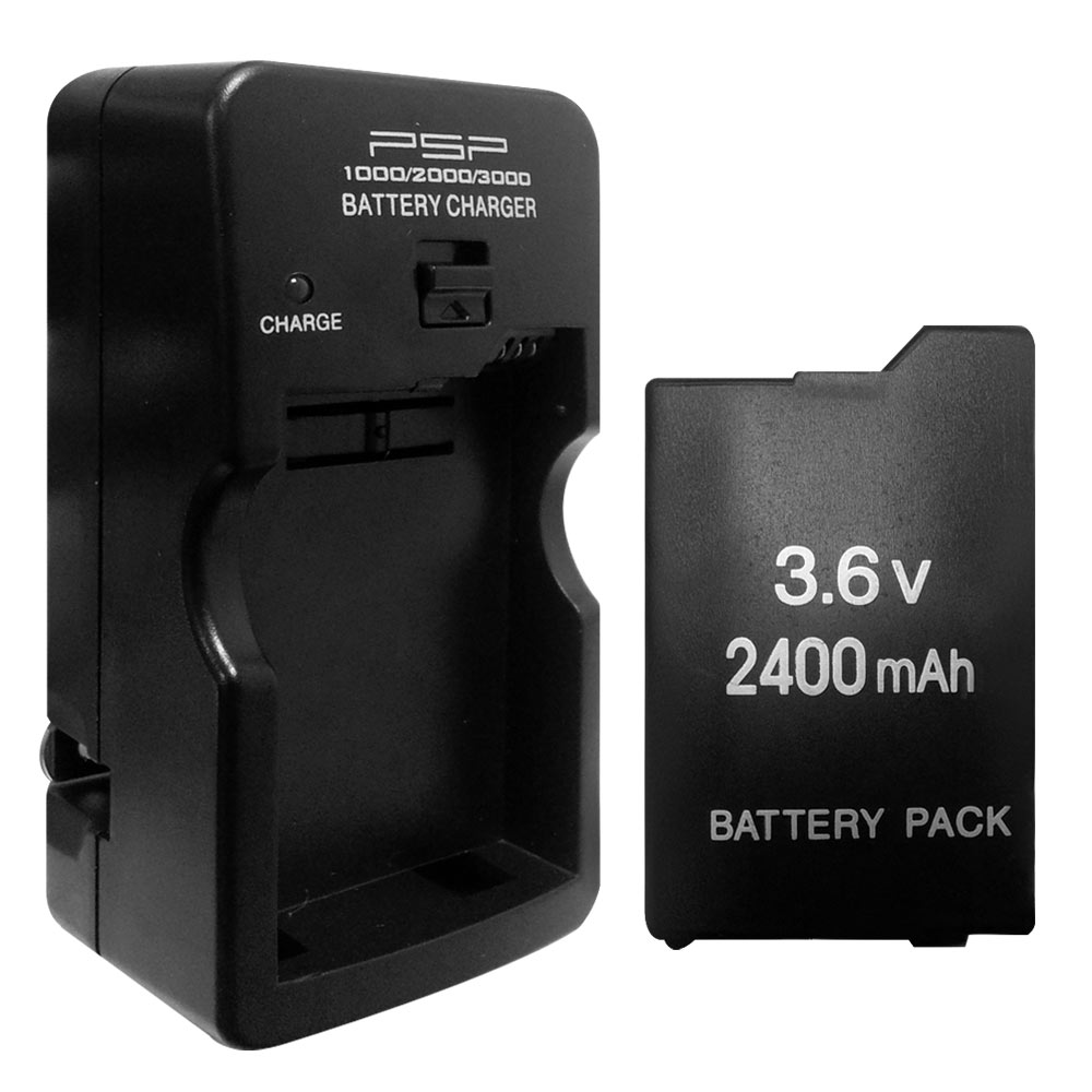 PSP (2007/3007)薄機 可折式充電器+2400mAh充電電池