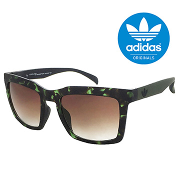 【adidas 愛迪達】經典三葉草LOGO方框太陽眼鏡/運動眼鏡#迷彩綠-棕鏡片(010140030)