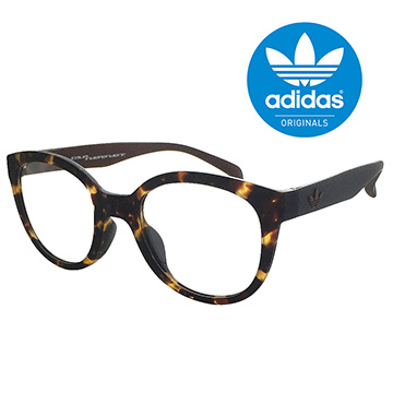 【adidas 愛迪達】潮流三葉草LOGO貓眼復古圓框光學眼鏡-鼻托防滑設計#琥珀框(002O148009)