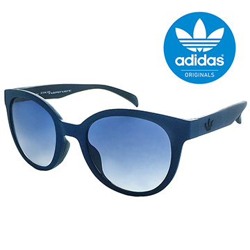【adidas 愛迪達】復古圓大框深藍色太陽眼鏡/運動眼鏡#藍鏡面(002021009)