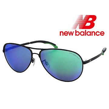 【New Balance】運動太陽眼鏡-黑框-水銀藍綠鏡面/鏡腳可調式(NB1057-01P)