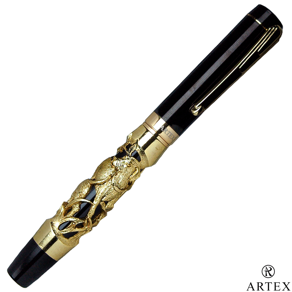 ARTEX 12生肖鋼珠筆+筆架禮盒 共12種古金款任選金狗