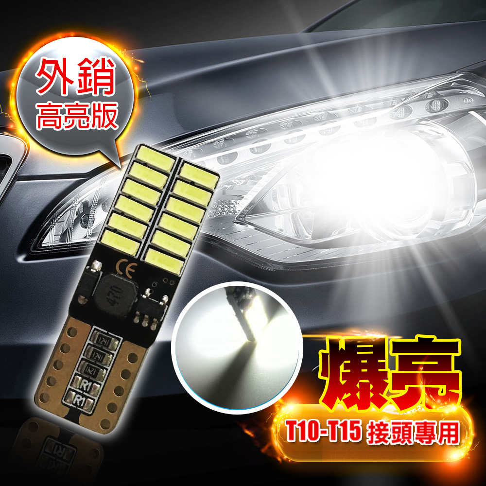 【車的LED】 4014高亮版 24SMD T10 款 (兩入組)超白光