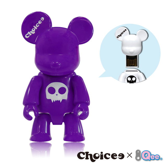 Choicee x Qee 16GB 公仔熊隨身碟-八色葡萄紫