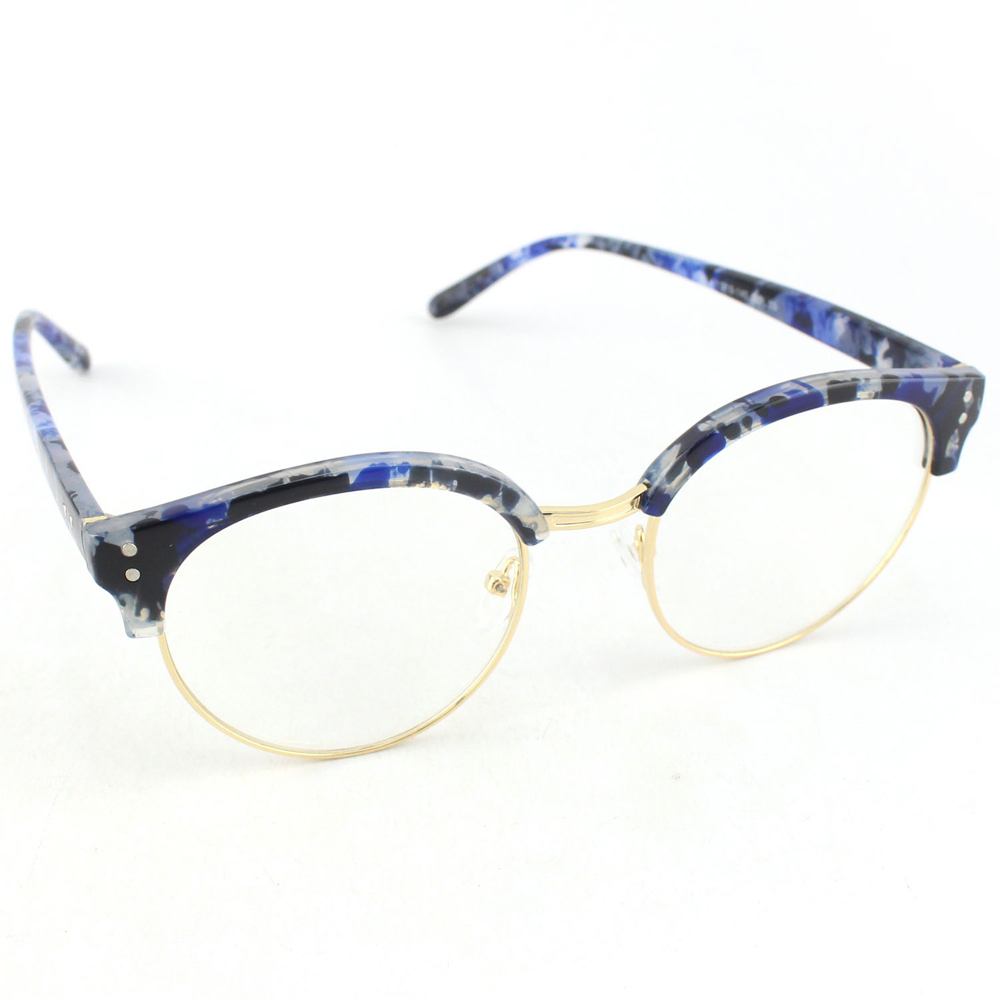 英國NATKIEL -  時尚藍潑墨半框平光鏡眼鏡 (英國飾品品牌)