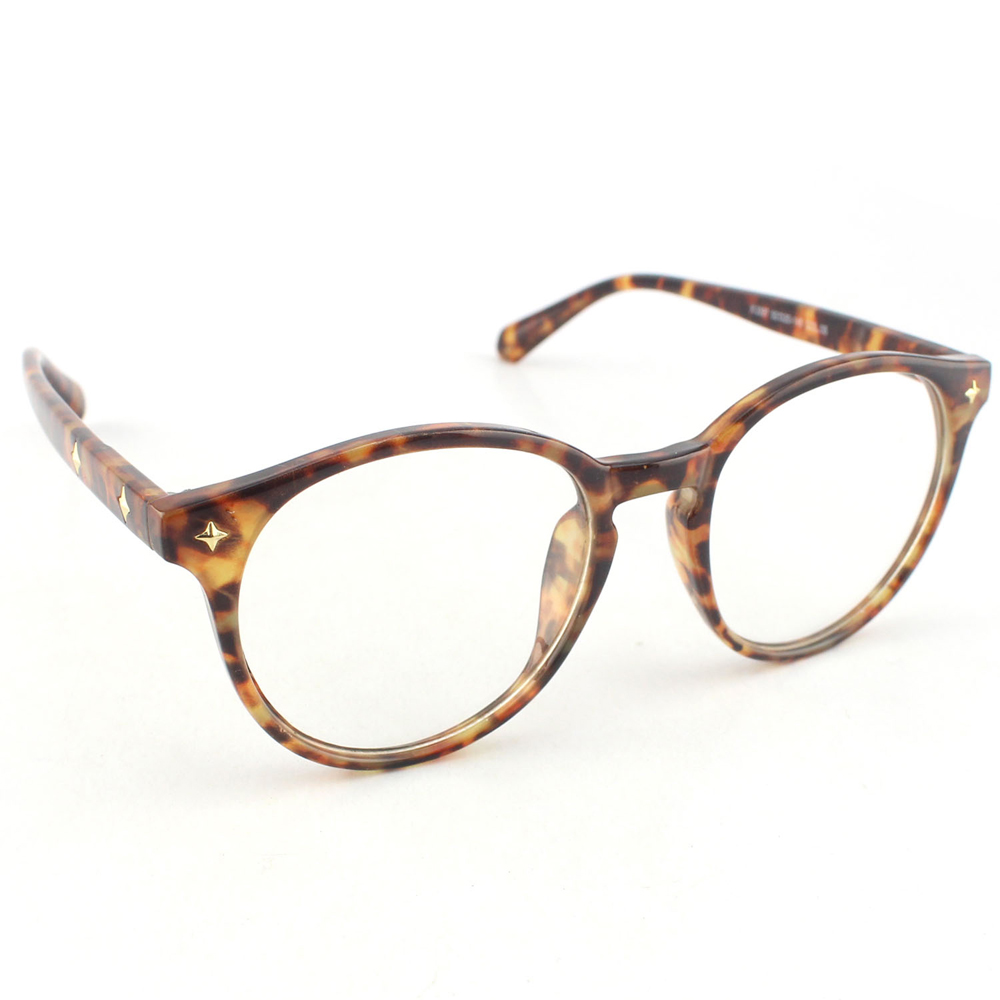 英國NATKIEL -  時尚琥珀紋圓鉚釘框平光鏡眼鏡 (英國飾品品牌)