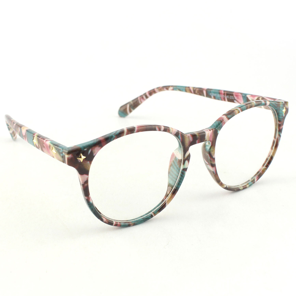 英國NATKIEL -  時尚彩色珀紋鉚釘圓框平光鏡眼鏡 (英國飾品品牌)