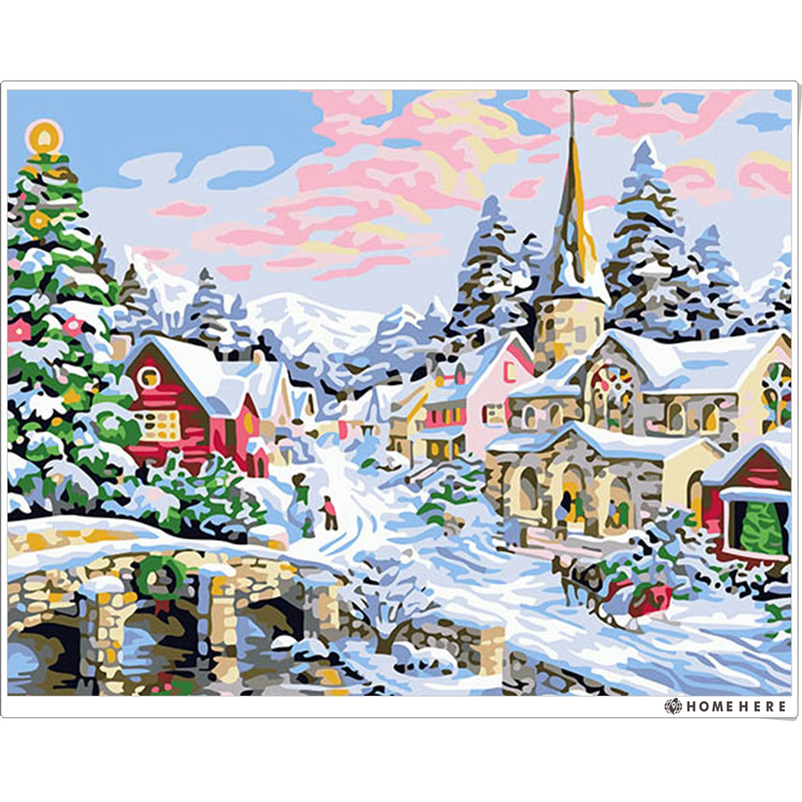 [HOMEHERE] DIY數字油畫/ 聖誕雪景