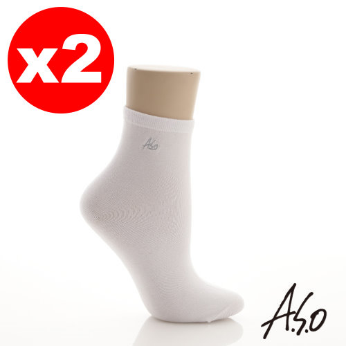 【ASO阿瘦】抗菌排汗襪２入組 ─ 100%台灣製造，穿了怎麼走都舒服（白）