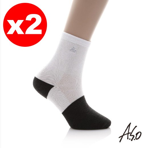 【ASO阿瘦】竹炭抑菌弓型竹炭襪2雙入 ─ 弓形織法服貼舒適、抑菌除臭（白）