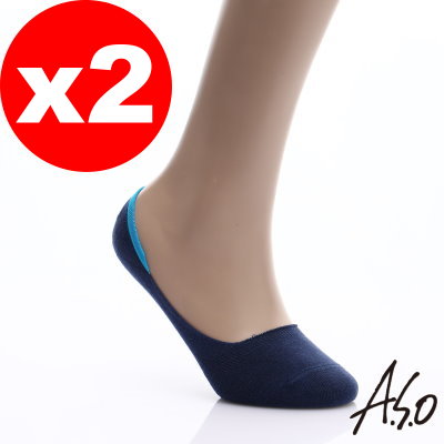 【ASO阿瘦】抑菌隱形襪２雙組 ─ 腳跟加固不脫落（深藍）