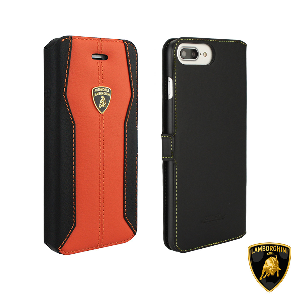 藍寶堅尼 Lamborghini iPhone 7 Plus 真皮保護皮套(送螢幕保護貼)橘