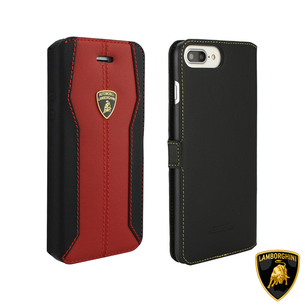 藍寶堅尼 Lamborghini iPhone 7 Plus 真皮保護皮套(送螢幕保護貼)紅