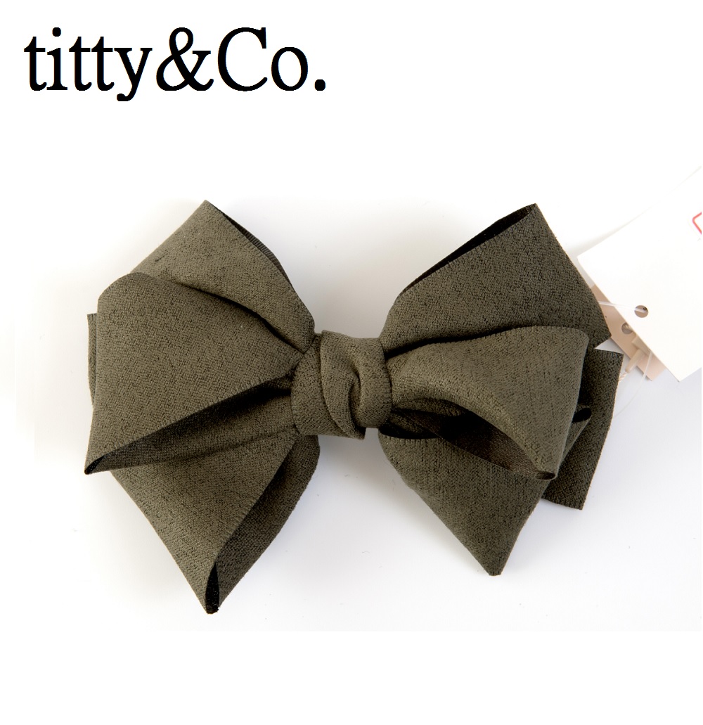 【U】titty&Co. - 甜美蝴蝶結髮夾(四色可選) - 素面灰